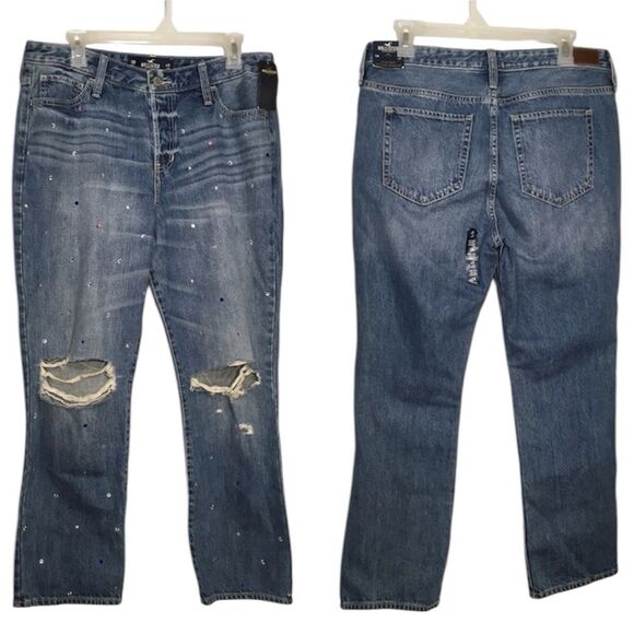 NWT HOLLISTER HIGH RISE VINTAGE‎ STRAIGHT LEG JEANS 13R W31 L27 - Picture 1 of 13